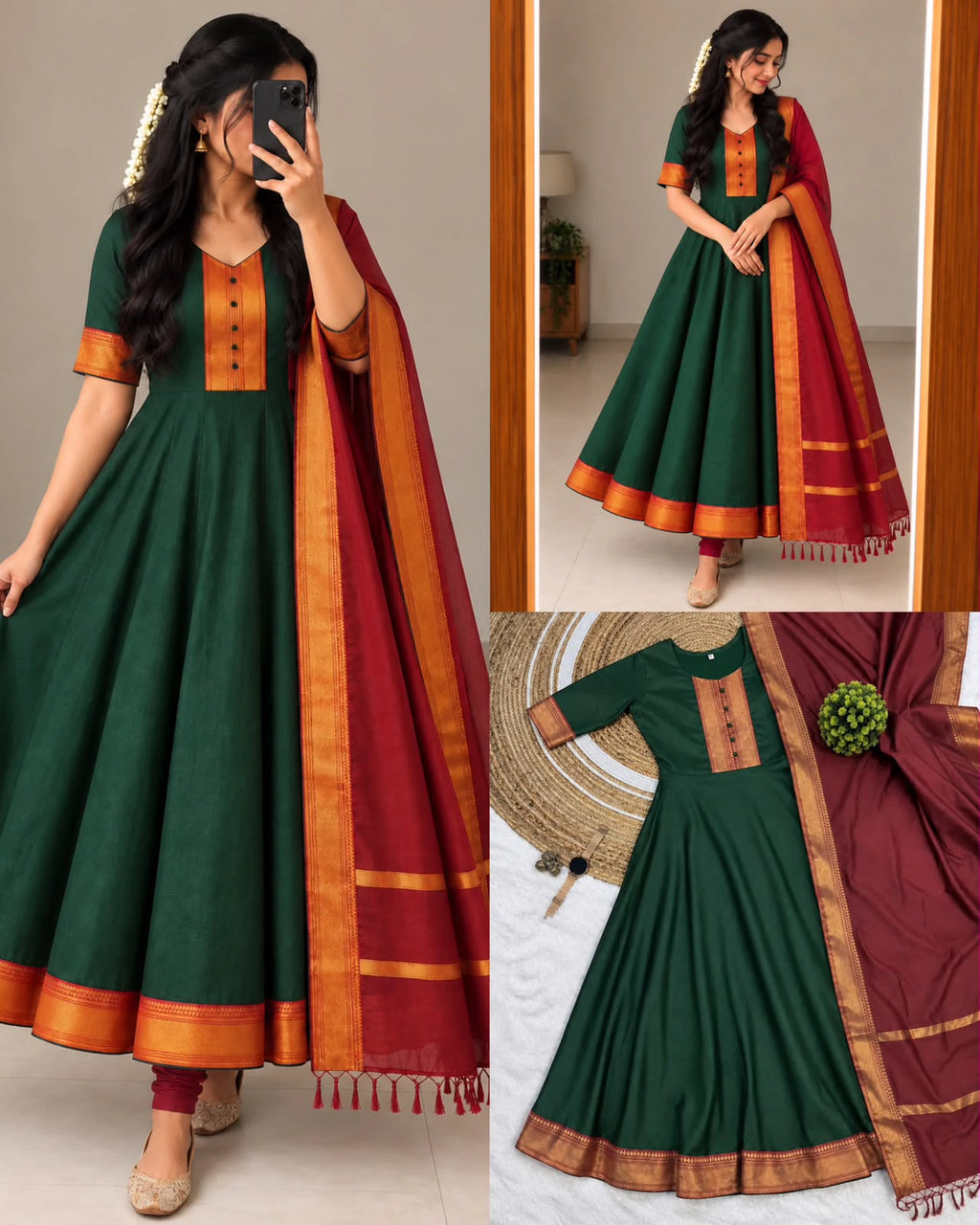 Silk Cotton Anarkali Set 7