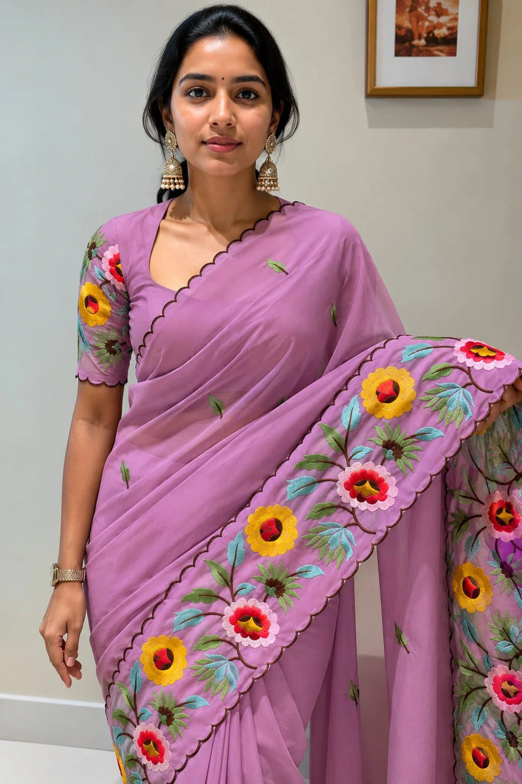 Georgette Embroidered Saree 10
