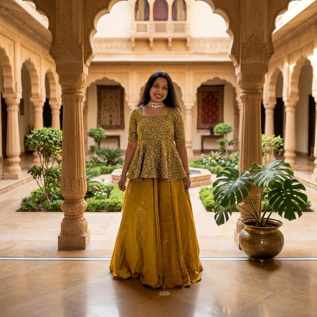 Space Silk Peplum Lehenga Set 3