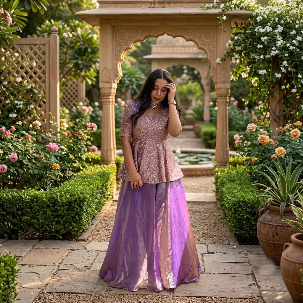 Space Silk Peplum Lehenga Set 5