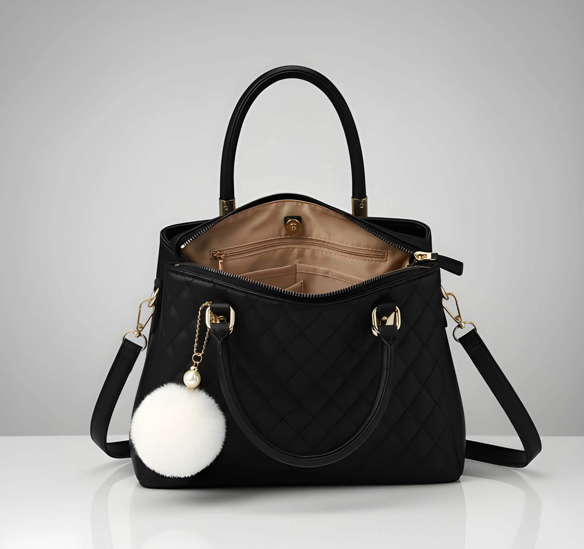 Stylish Ladies PU Leather Shoulder Handbag Premium Fashion Tote Bag with Spacious Multi-Compartment 4