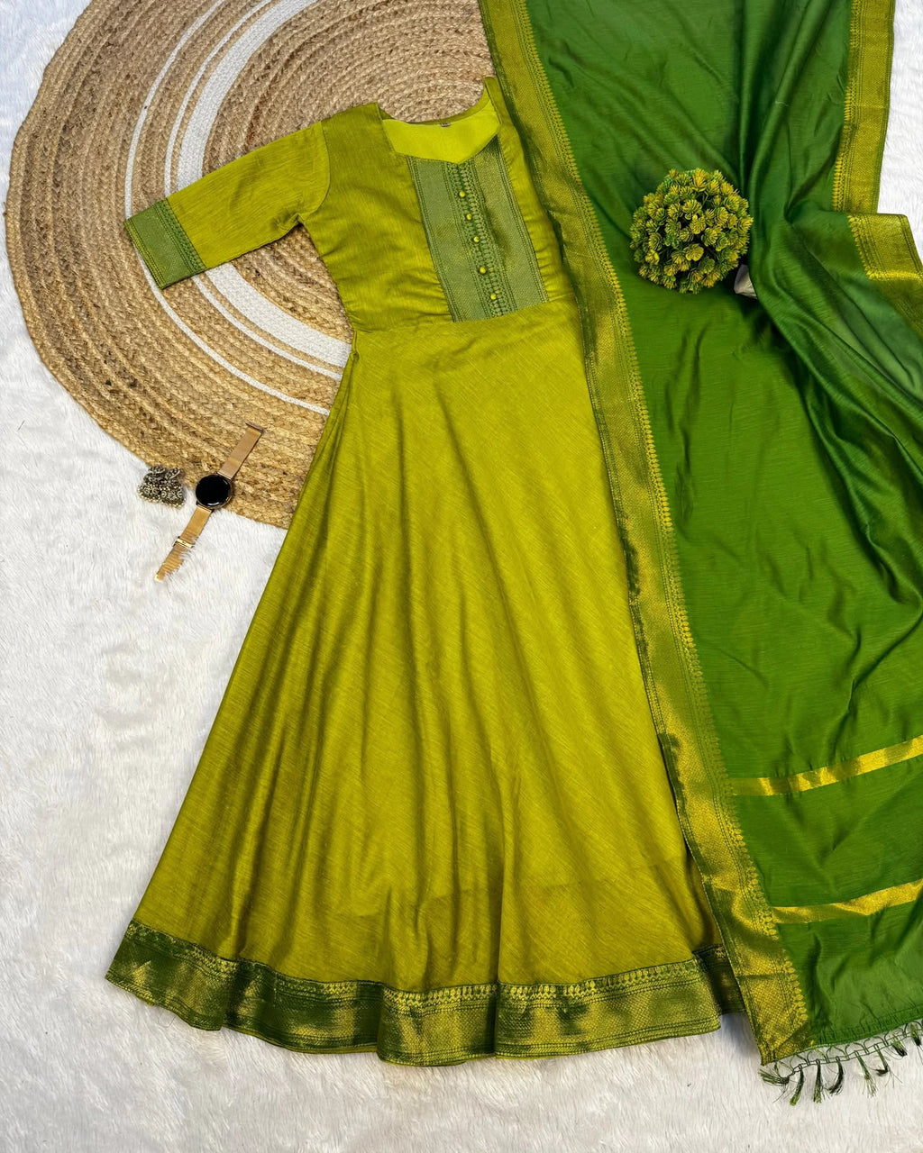 Silk Cotton Anarkali Set 6