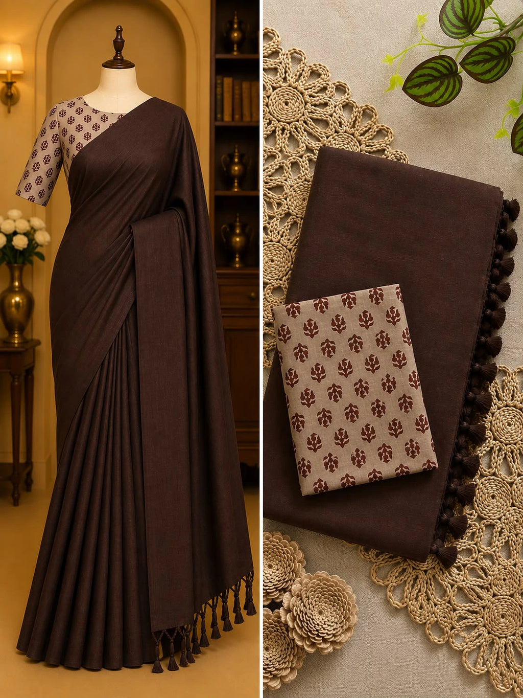 Khadi Cotton Saree with Blouse 9