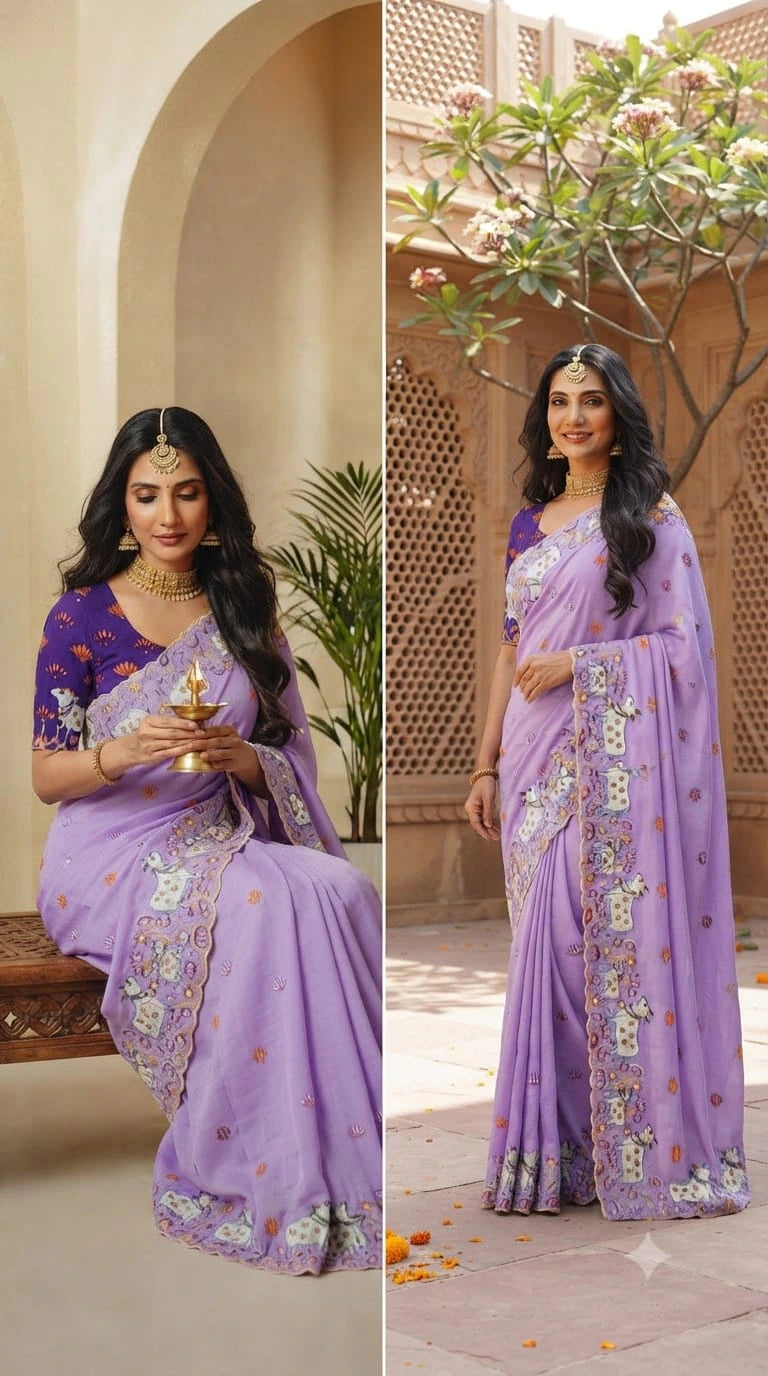 Embroidered Saree with Blouse 6