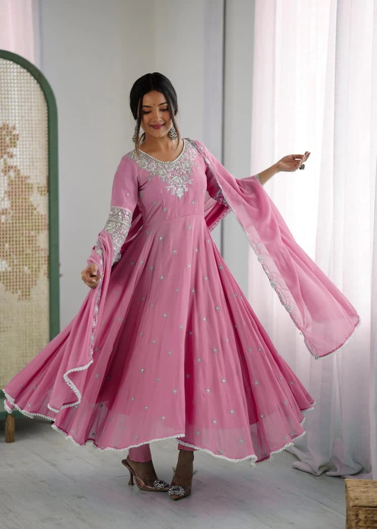 ❤️❤️Premium Sequence Designer Anarkali Three Piece Set😍😍 3