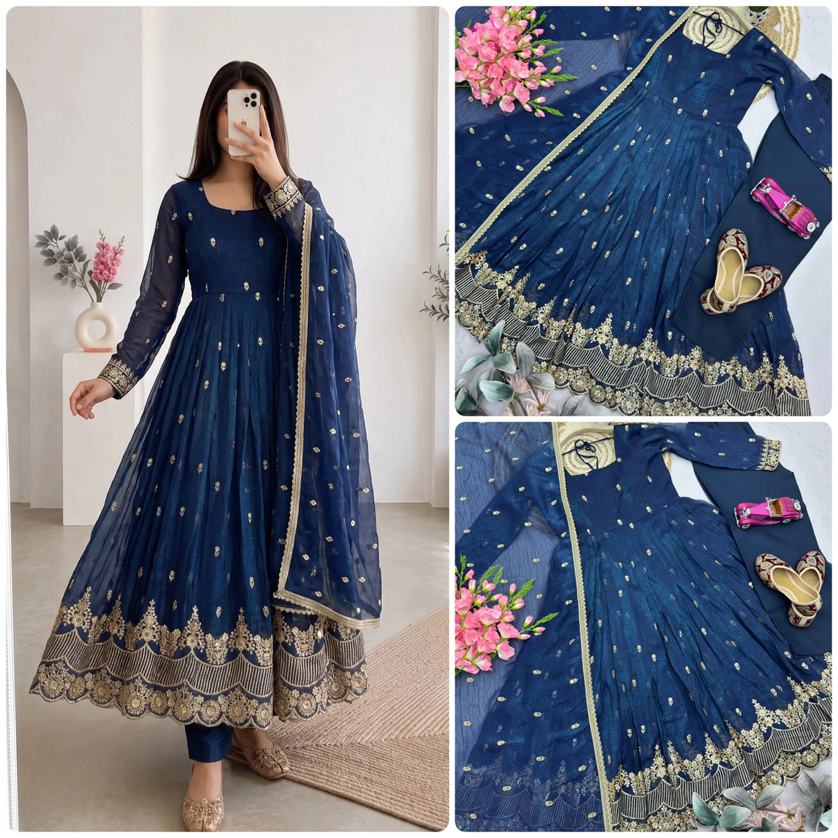 Silk Embroidered Gown 1