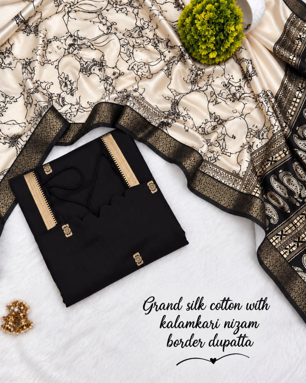 Butta Silk Cotton Top with Chennuri Silk Kalamkari Dupatta 3
