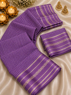 Viscose Georgette Chex Satin Border Saree with Running Blouse 8