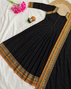 🍁🌸Traditional Temple Border Meera Anarkali Gown With Dupatta🌸🍁 5