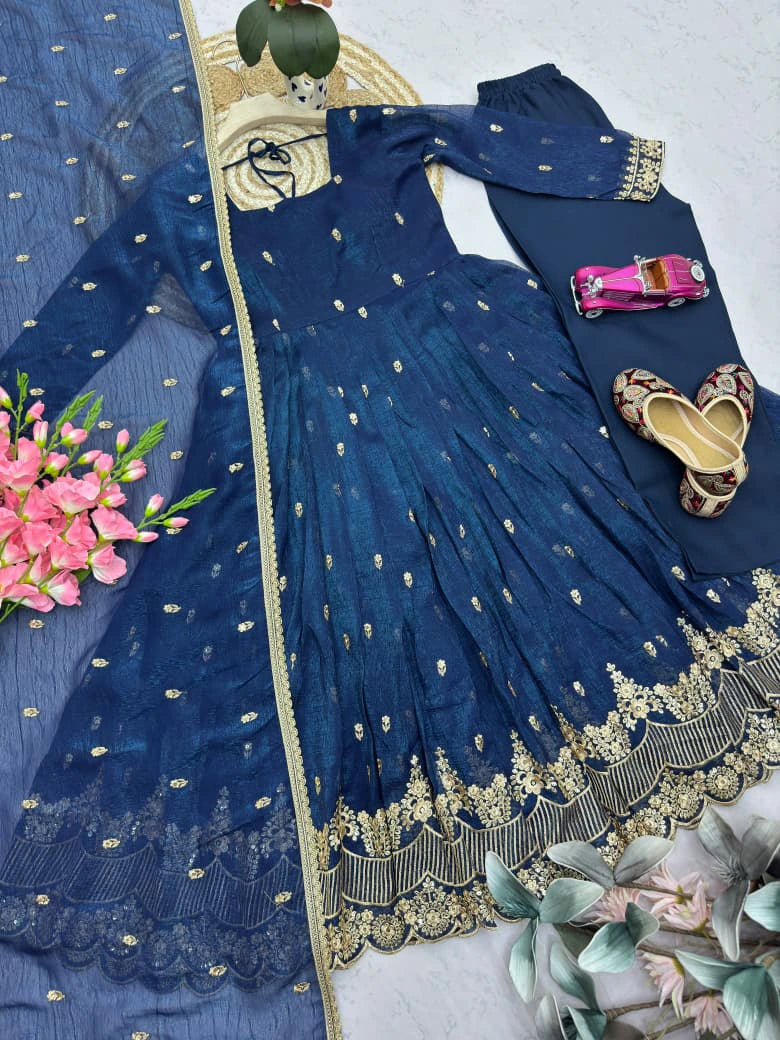 Silk Embroidered Gown 7