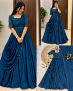 Vichitra Silk Party Gown Set 7
