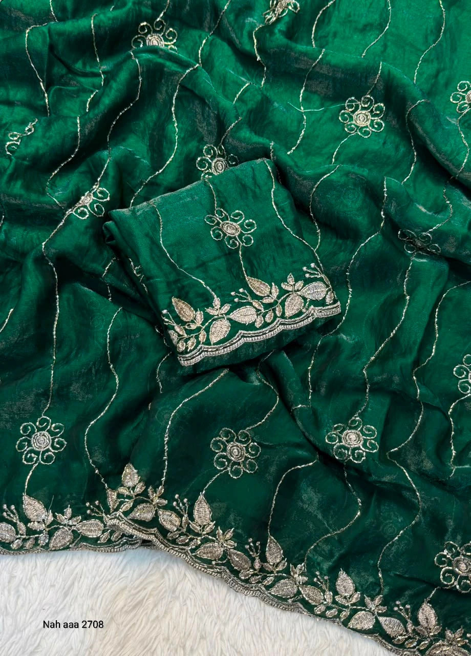 Fancy Space Silk Saree with Sequin Embroidery & C Pallu 1