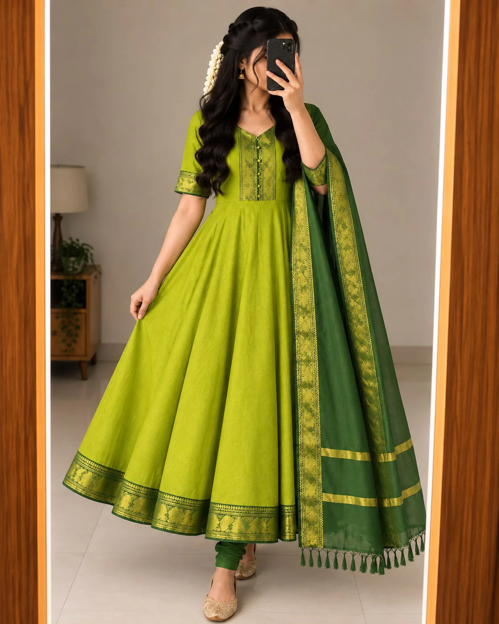 Silk Cotton Anarkali Set 5