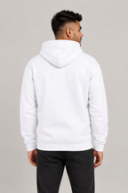 उसी model के साथ white hoodie का back pose